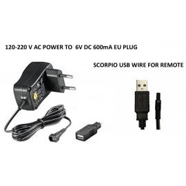 Cargador de pared Scorpio 220V + Cable USB para mando Scorpio