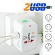Adaptador de viaje US/EU/UK/AU con 2 puertos USB de 1000 mA