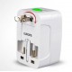 Adaptador de viaje US/EU/UK/AU con 2 puertos USB de 1000 mA