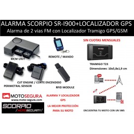Alarma Scorpio SRX-900 RFID + Localizador GPS/GSM Tramigo T23 sin cuotas mensuales no monthly fees